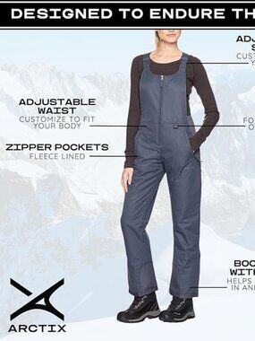 Insulated Ski Bib Snow Pants Blue Night Winter Snowboarding Gear